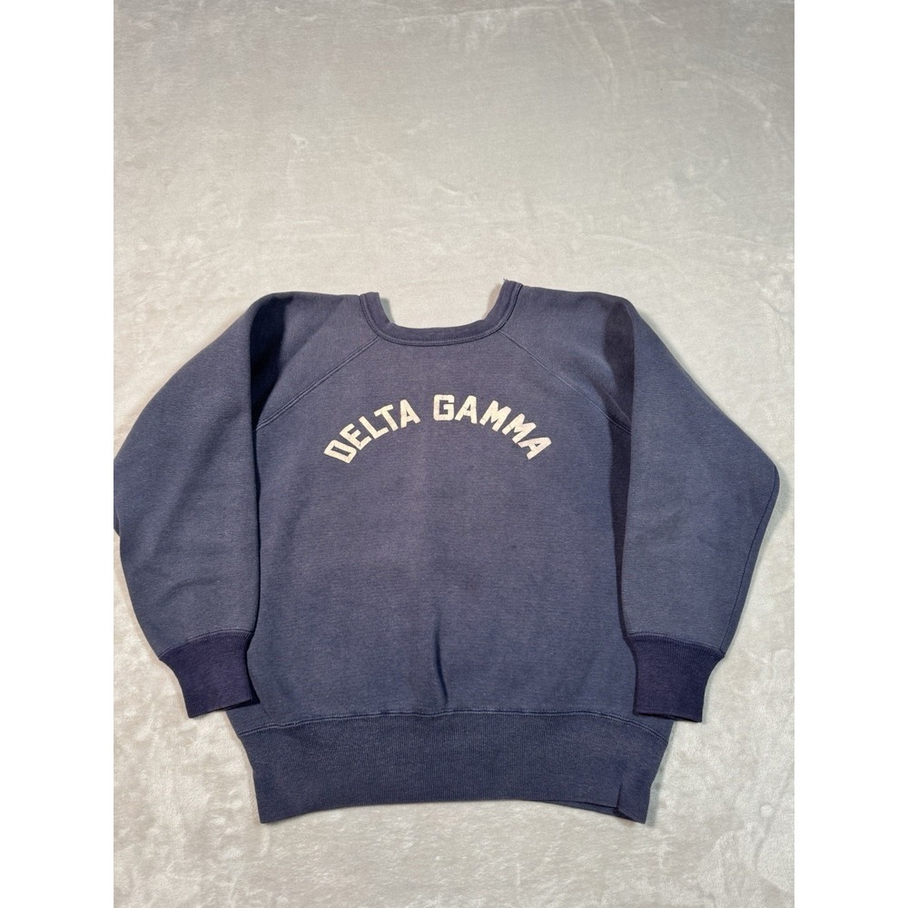 Vintage 50s 60s Velva Sheen Delta Gamma Sweatshirt Crewneck Size S-M Blue